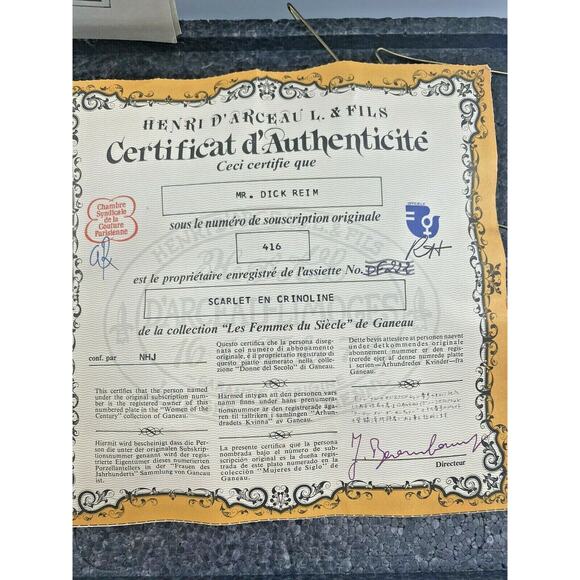 Limoges Scarlet In Crinoline The Inaccessible Woman 1865 Collector’s Plate w box - Picture 7 of 7